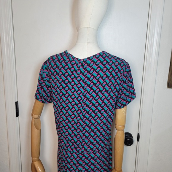 Diane Von Furstenberg Carlotta T-Shirt Dress Soft Abstract Print Midi Size M - Picture 9 of 12
